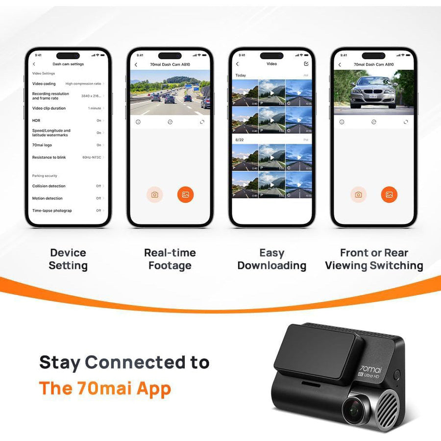 70mai A810 4K Dash Cam -2 Set