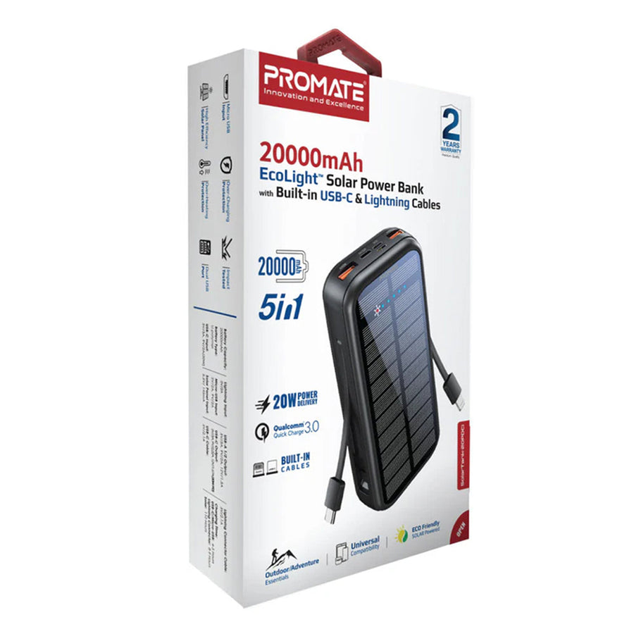 Promate 20PDCi Solar Tank 20000mAh Solar Power Bank