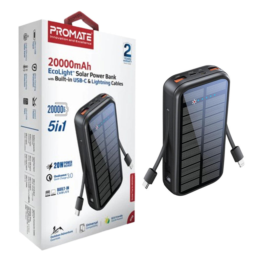 Promate 20PDCi Solar Tank 20000mAh Solar Power Bank