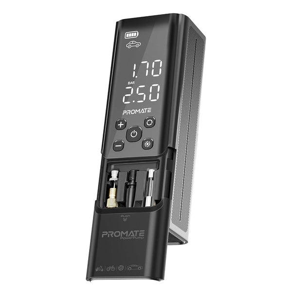 Promate PowerPump Portable Air Compressor, 3-in-1 Power Bank