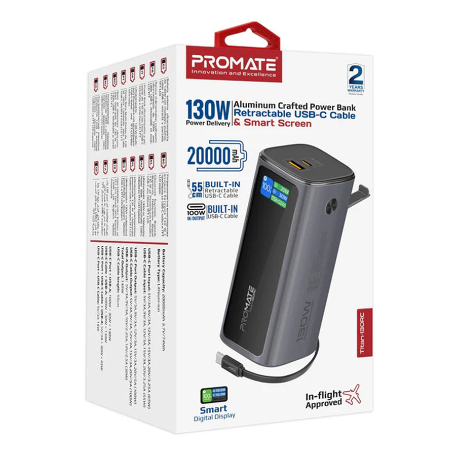 Promate Titan-130R 130W Multi-Port Power Bank 20000mAh