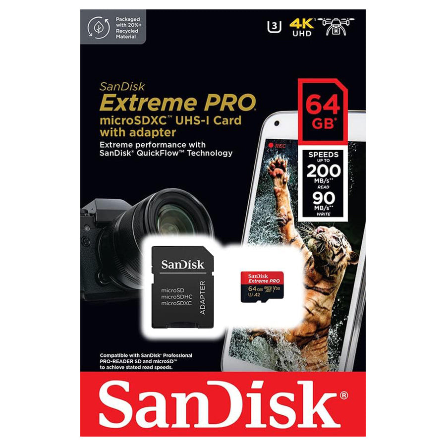 SanDisk Extreme PRO 64GB microSDXC UHS-I Memory Card – Up to 200MB/s