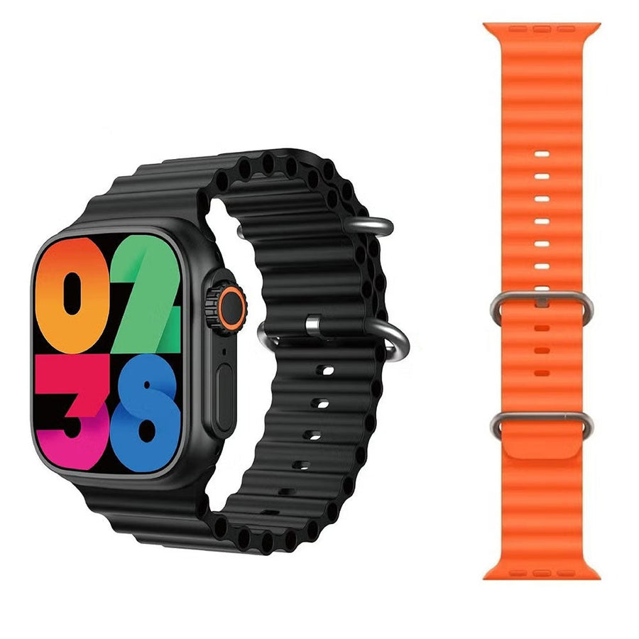 T3000 Ultra Smart Watch Series 9  Black Case with Black and Orange Straps