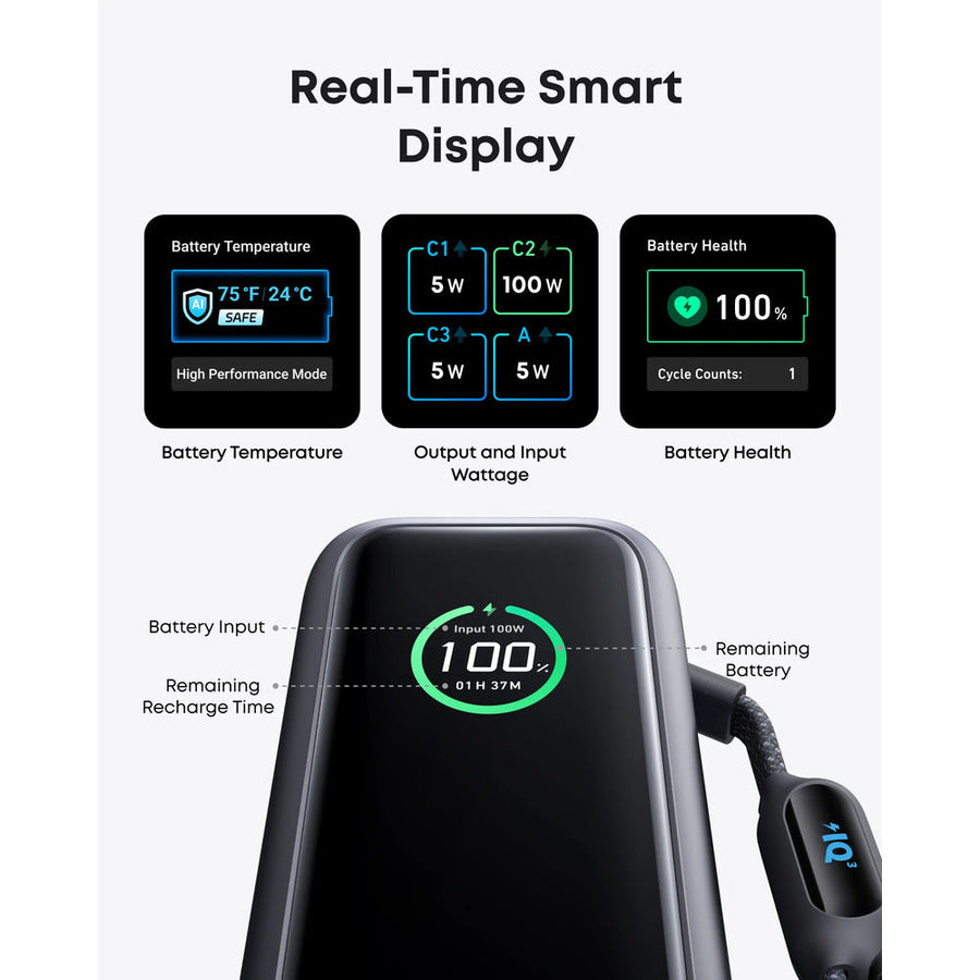 Anker Power Bank (25K, 165W, Built-In and Retractable Cables)