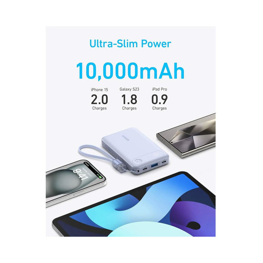 Anker A1257H11 PowerCore 10,000mAh 22.5W Power Bank with Built-In USB-C Cable