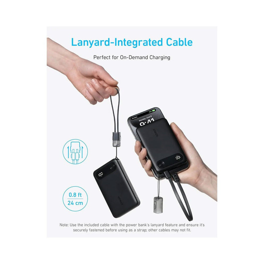Anker A1257H11 PowerCore 10,000mAh 22.5W Power Bank with Built-In USB-C Cable