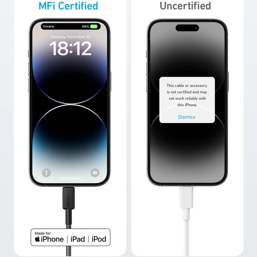 Anker A81B5H11 60W USB-C to Lightning Braided Cable 3ft/0.9m