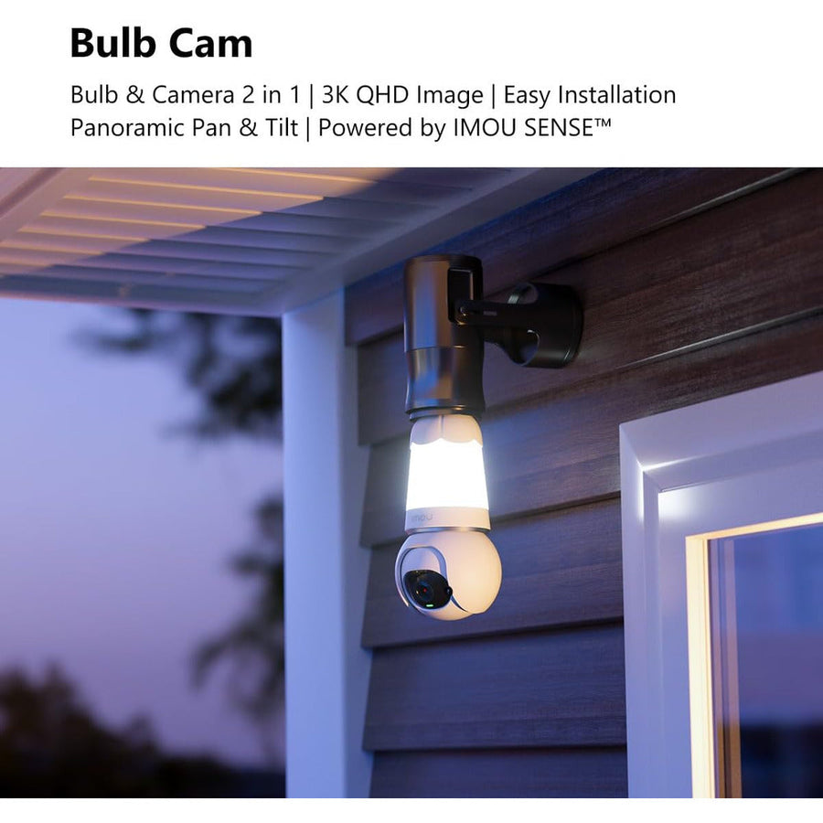 IMOU Bulb Cam 3MP 2K Wi-Fi Security Camera – 360° Pan & Tilt