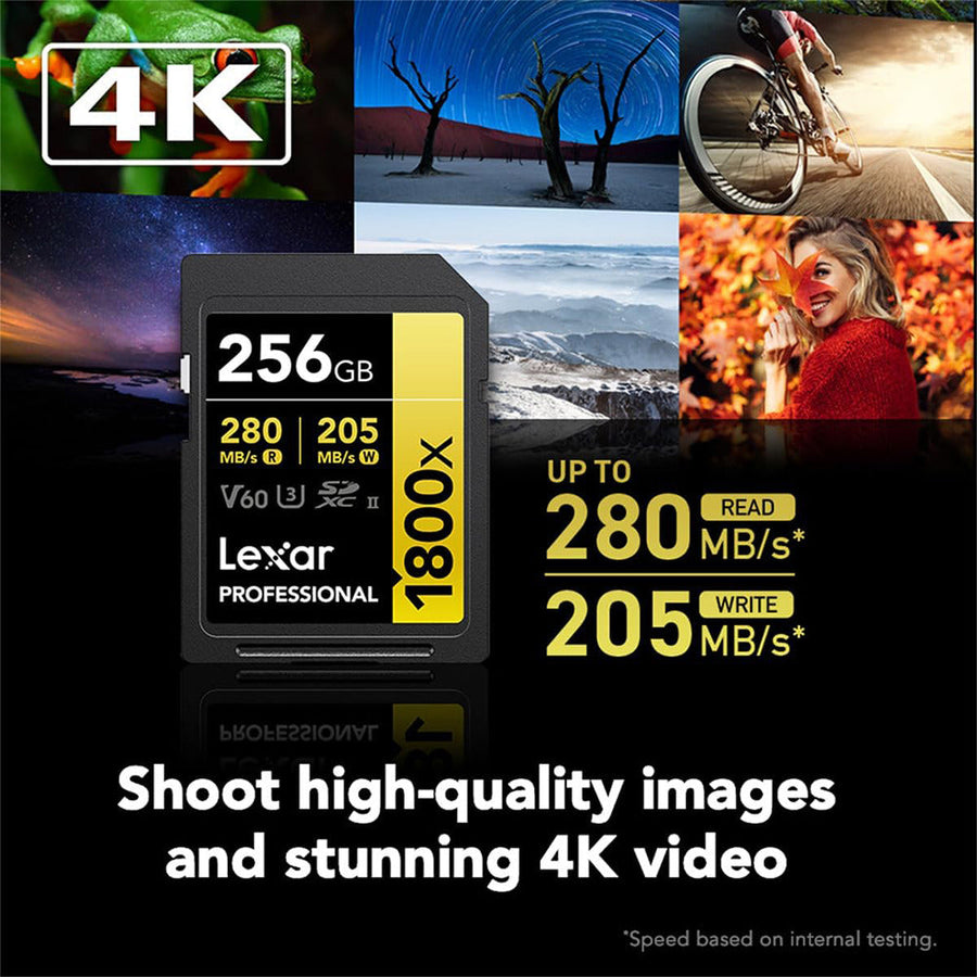 Lexar® Professional 256GB 1800x SDXC™ UHS-II GOLD Series