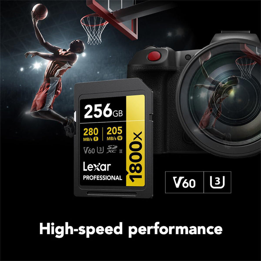 Lexar® Professional 256GB 1800x SDXC™ UHS-II GOLD Series