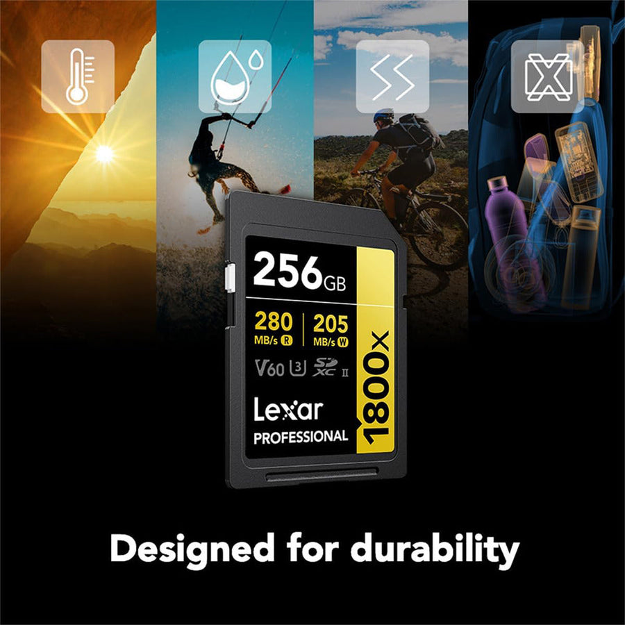 Lexar® Professional 256GB 1800x SDXC™ UHS-II GOLD Series