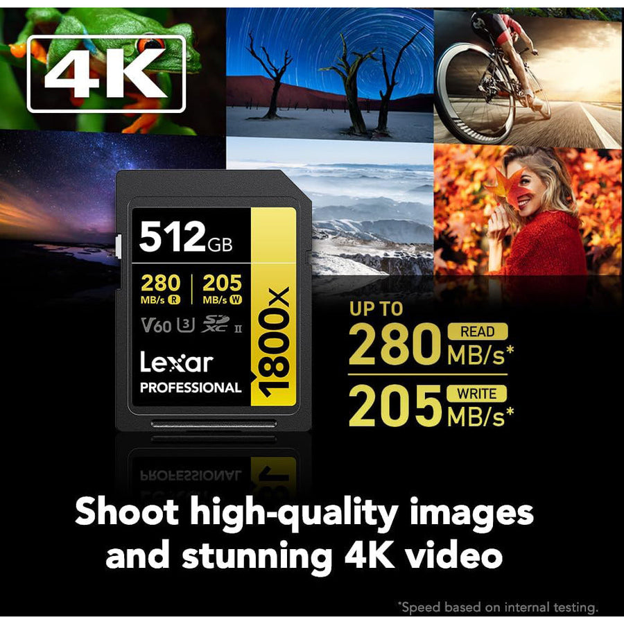 Lexar® Professional 512GB 1800x SDXC™ UHS-II GOLD Series