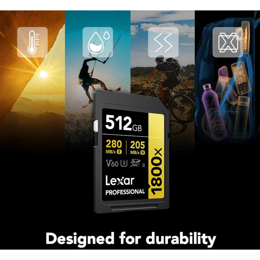 Lexar® Professional 512GB 1800x SDXC™ UHS-II GOLD Series