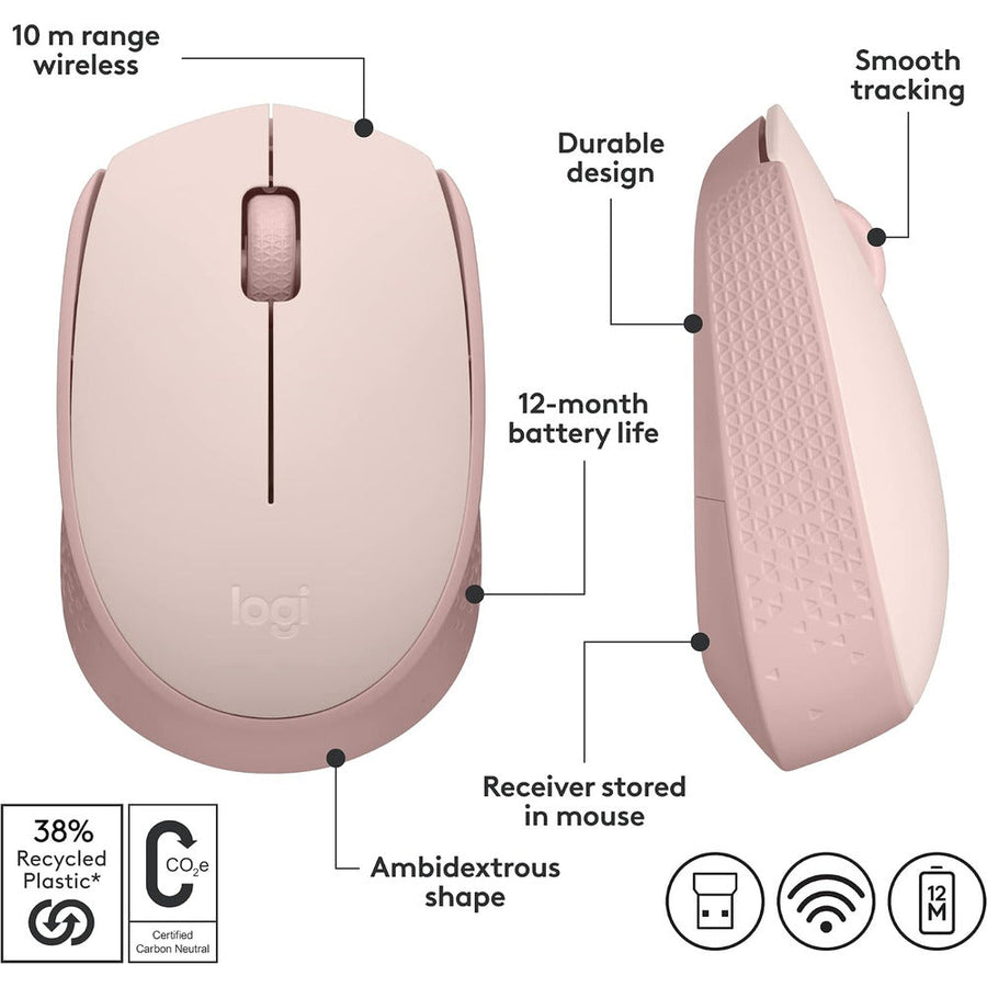 Logitech M171 Wireless Mouse - Pink