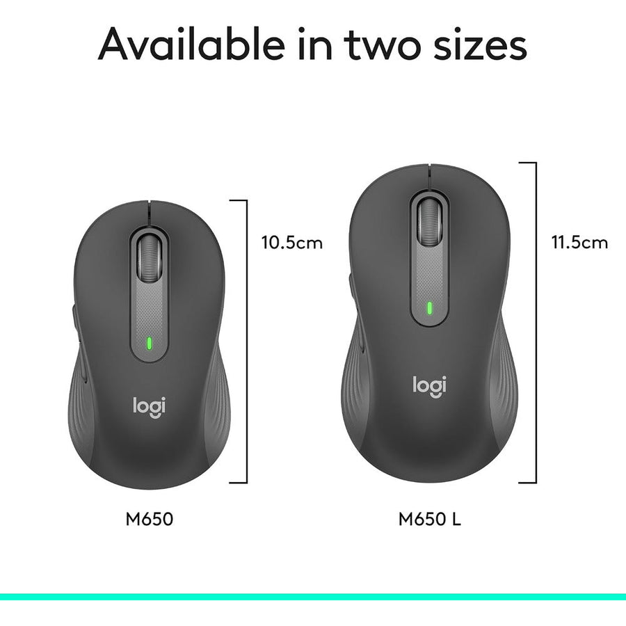 Logitech M650 Signature Silent Wireless Mouse for Small to Medium Hands