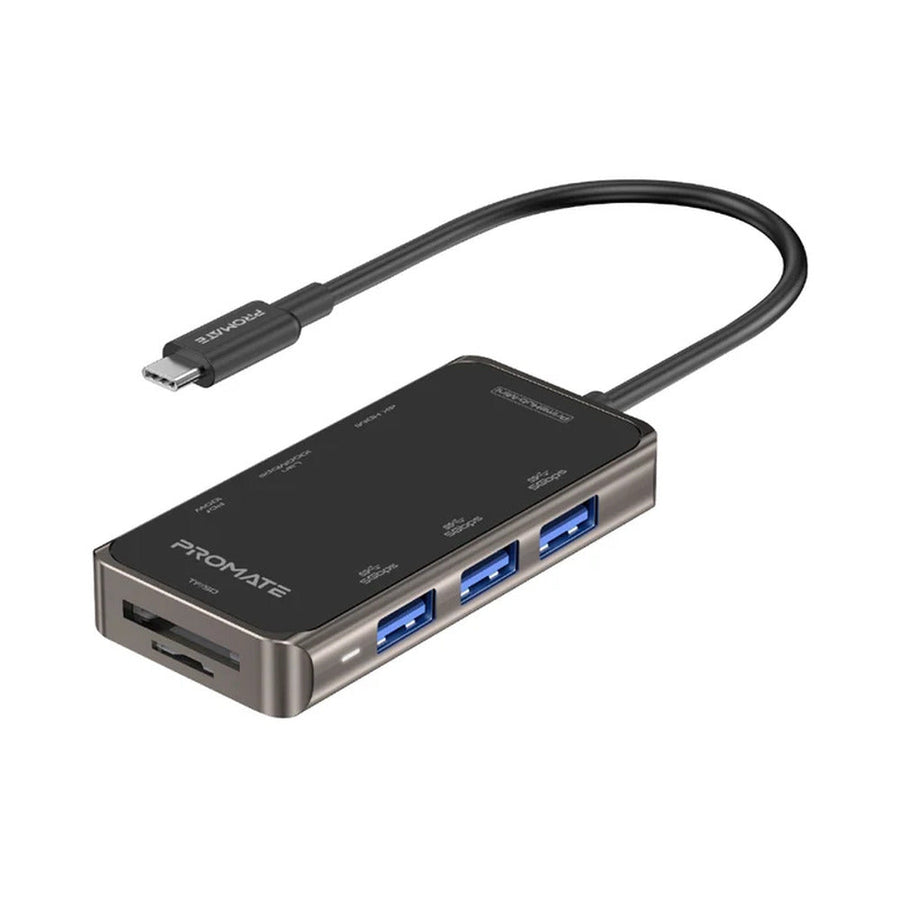 Promate PrimeHub-Mini 8-in-1 Compact USB-C Multiport Hub with 100W PD