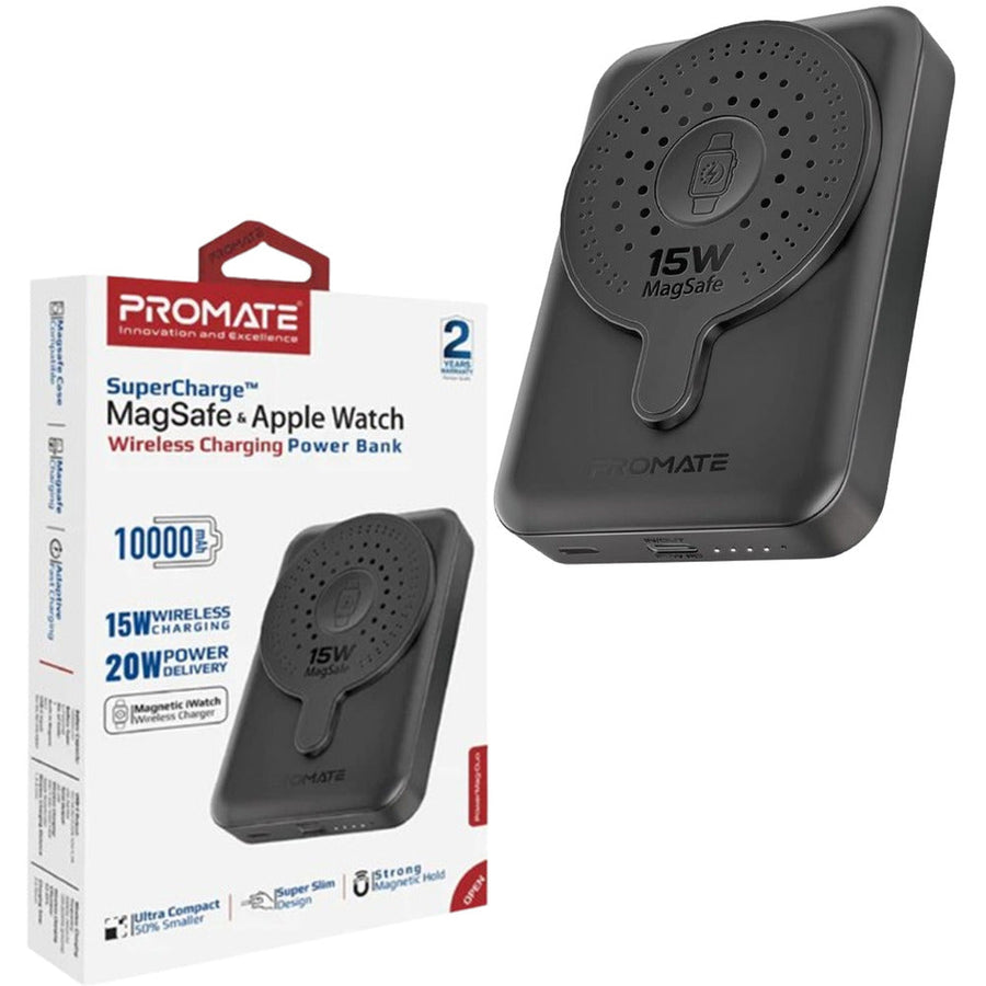 Promate (PowerMagDuo) Wireless Power Bank,10000mAh 15W