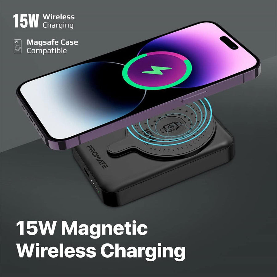 Promate (PowerMagDuo) Wireless Power Bank,10000mAh 15W