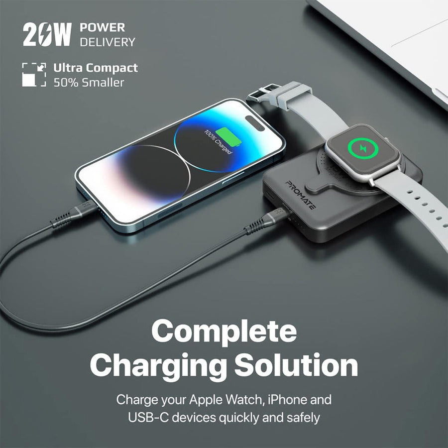Promate (PowerMagDuo) Wireless Power Bank,10000mAh 15W