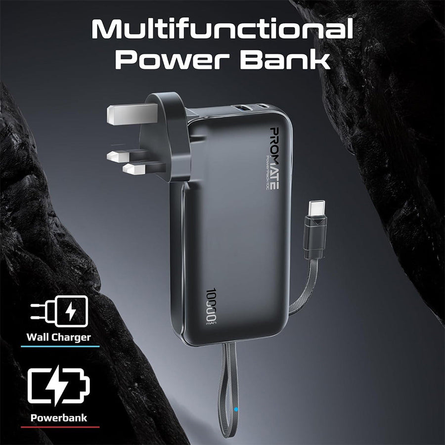 Promate (PowerPack-10C) Dual-Mode AC/DC Charger and 10000mAh Power Bank