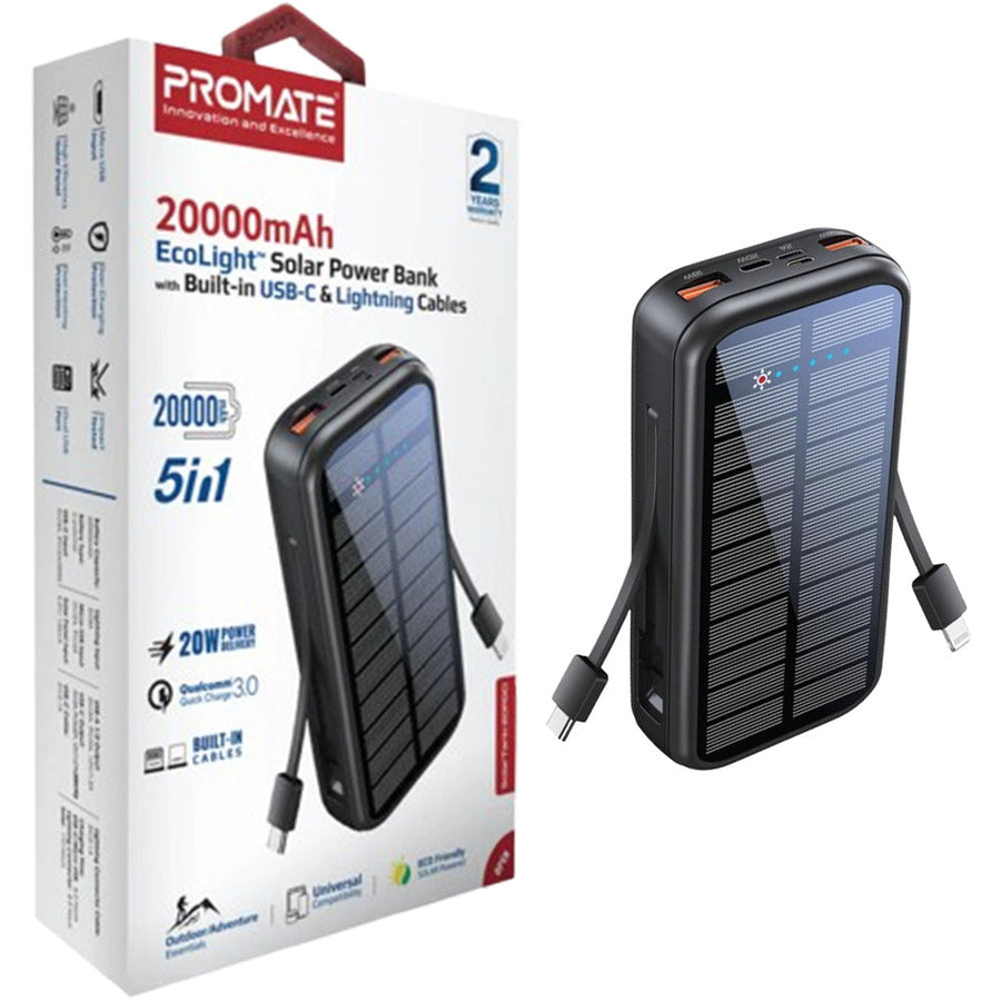 Promate (SolarTank20PDCi) Solar Power Bank 20000mAh
