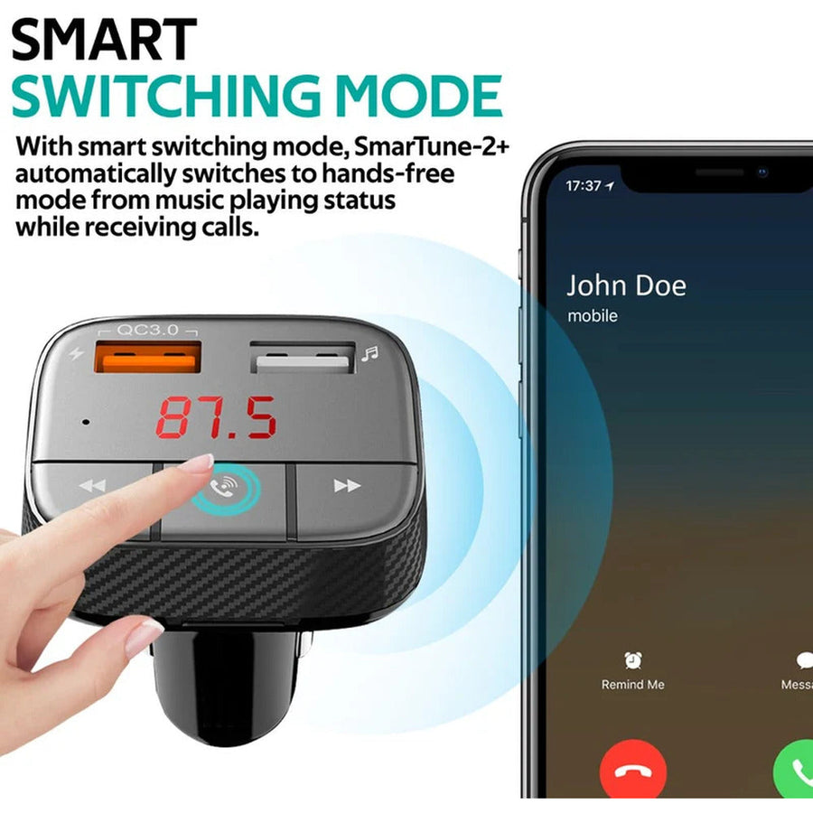 Promate SmarTune-2+ Bluetooth FM Transmitter USB Car Charger