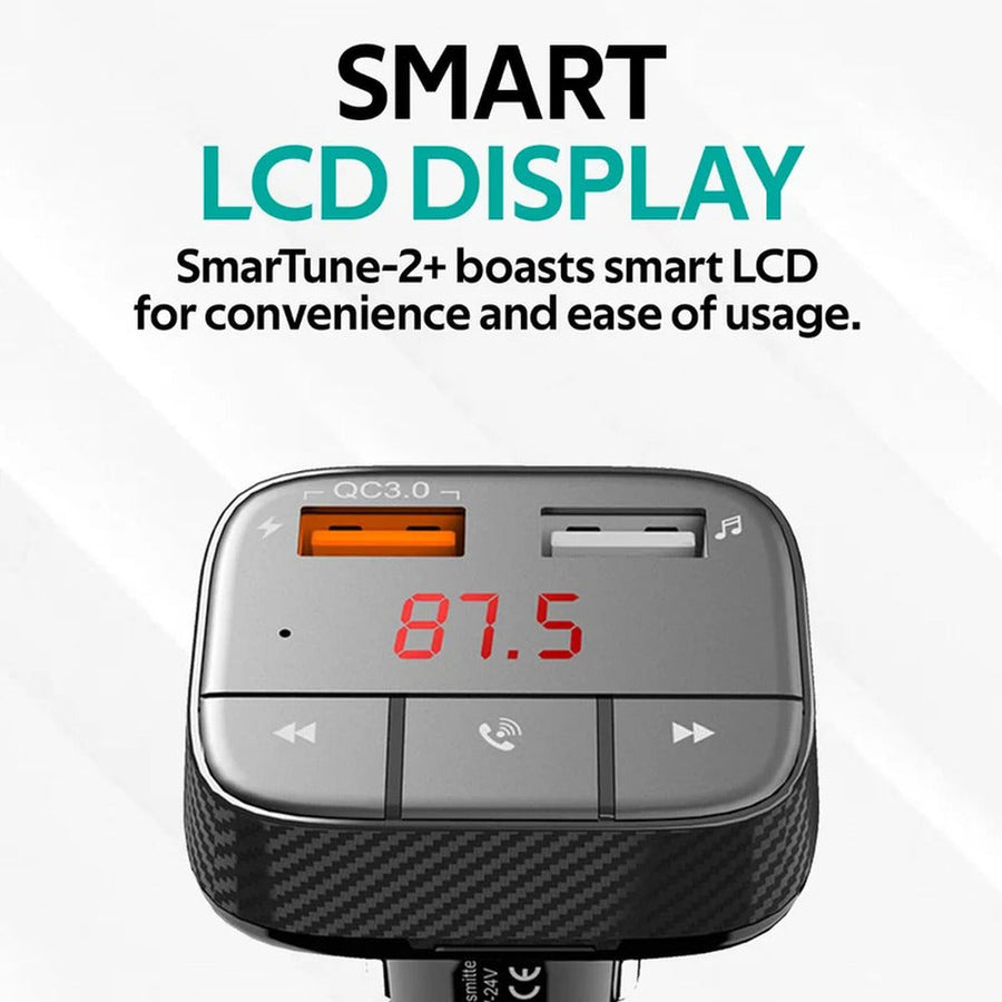 Promate SmarTune-2+ Bluetooth FM Transmitter USB Car Charger
