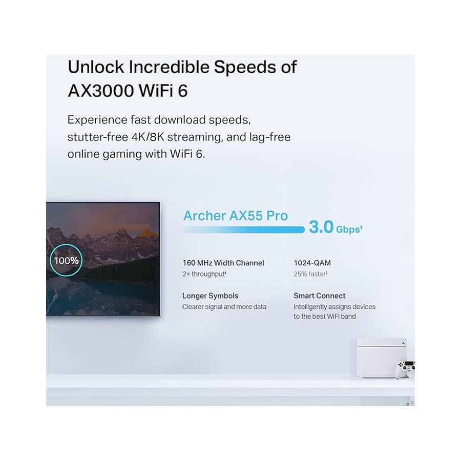 TP-Link Archer AX55 Pro AX3000 Dual-Band Wi-Fi 6 Router with 2.5G Ports