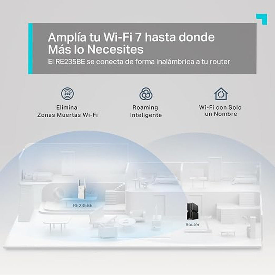 TP-Link RE235BE BE3600 Dual-Band Wi-Fi 7 Range Extender – 3.6Gbps, 2.5Gbps Ethernet, MLO & EasyMesh