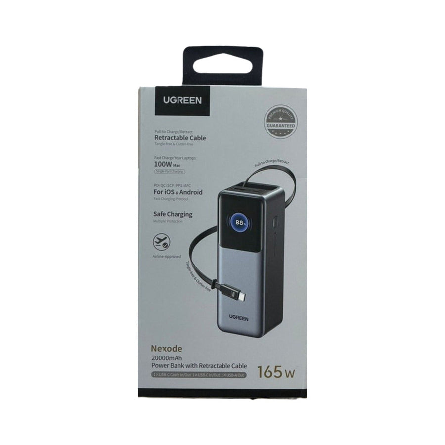 UGREEN Nexode Power Bank 20000mAh 165W with Retractable USB-C Cable