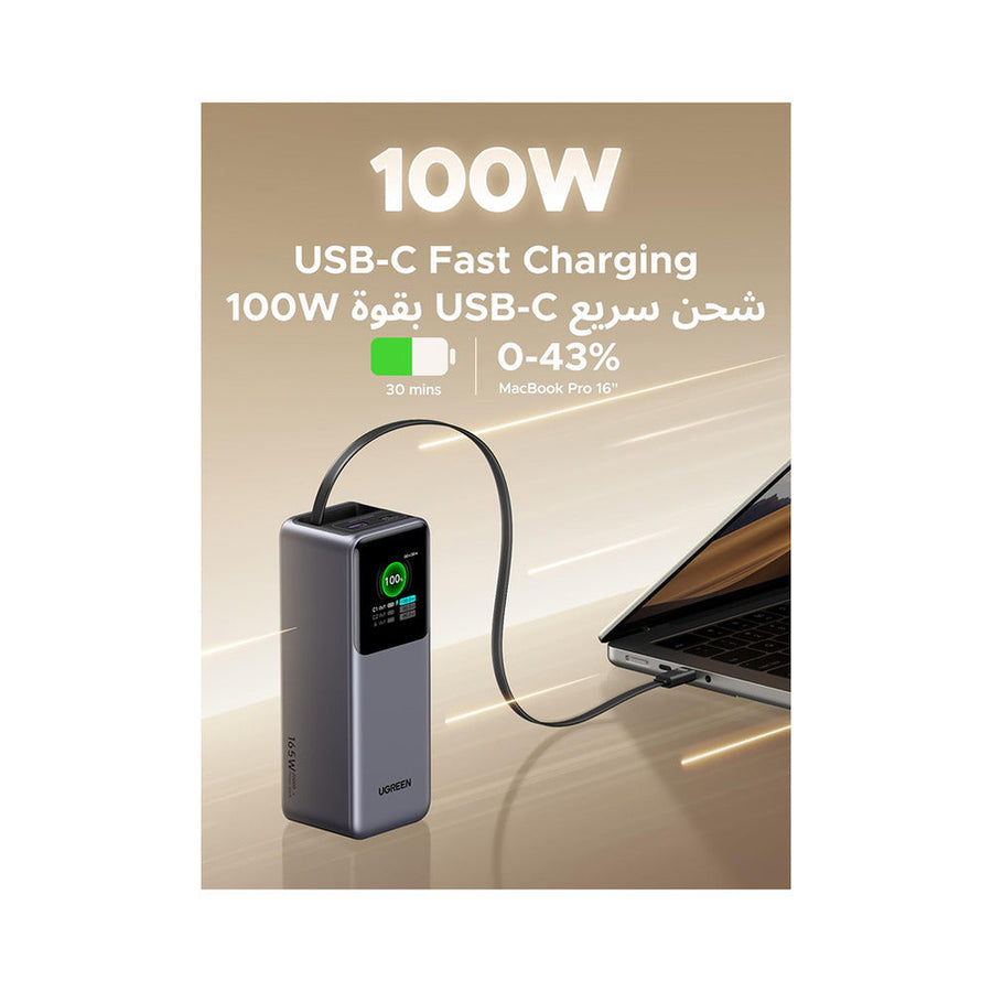 UGREEN Nexode Power Bank 20000mAh 165W with Retractable USB-C Cable